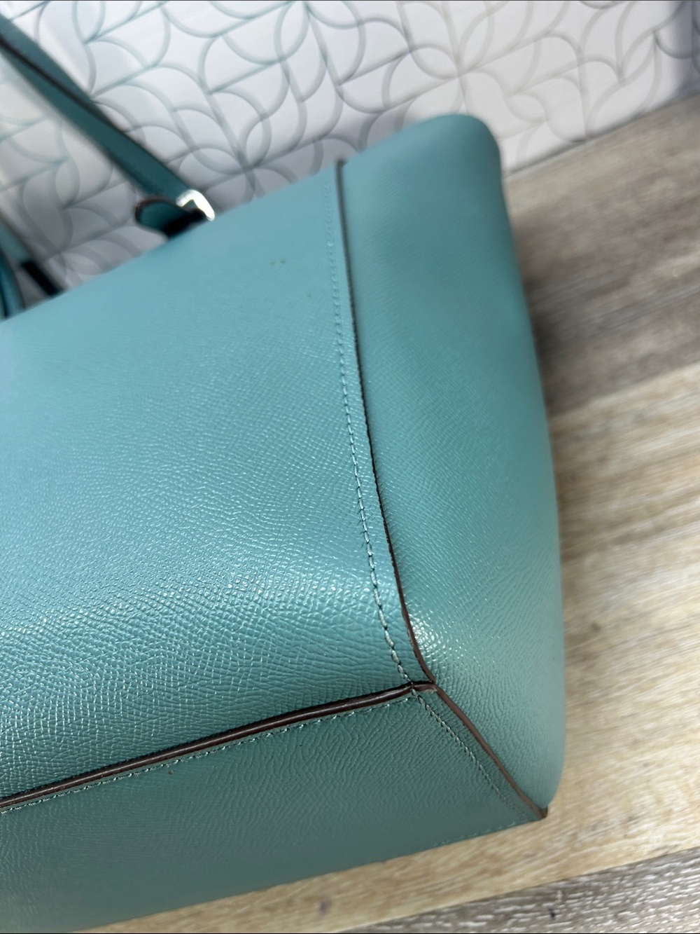 3674 Coach Teal Leather large Tote Bag 267023674 - Picture 12 of 15